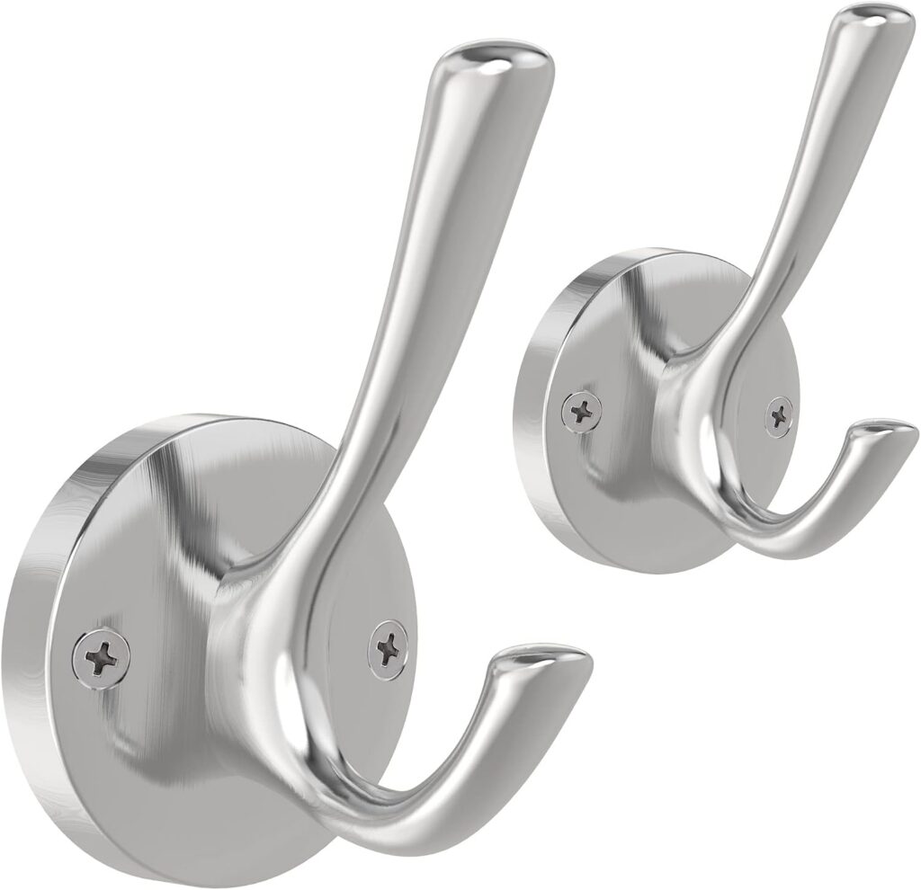 Zinc Alloy Wall Mounted Double Robe Hooks, 2 Pack
