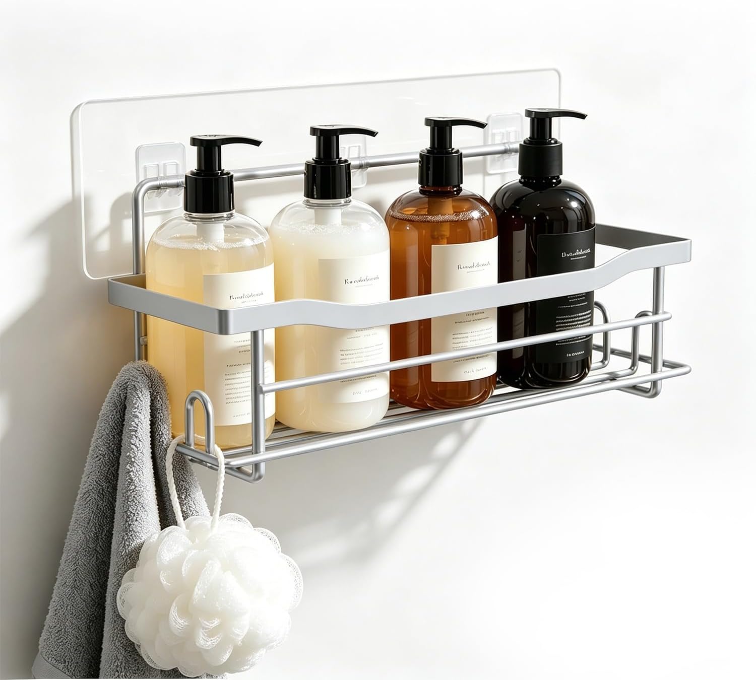 Adhesive Shower Basket in Paint Nickel