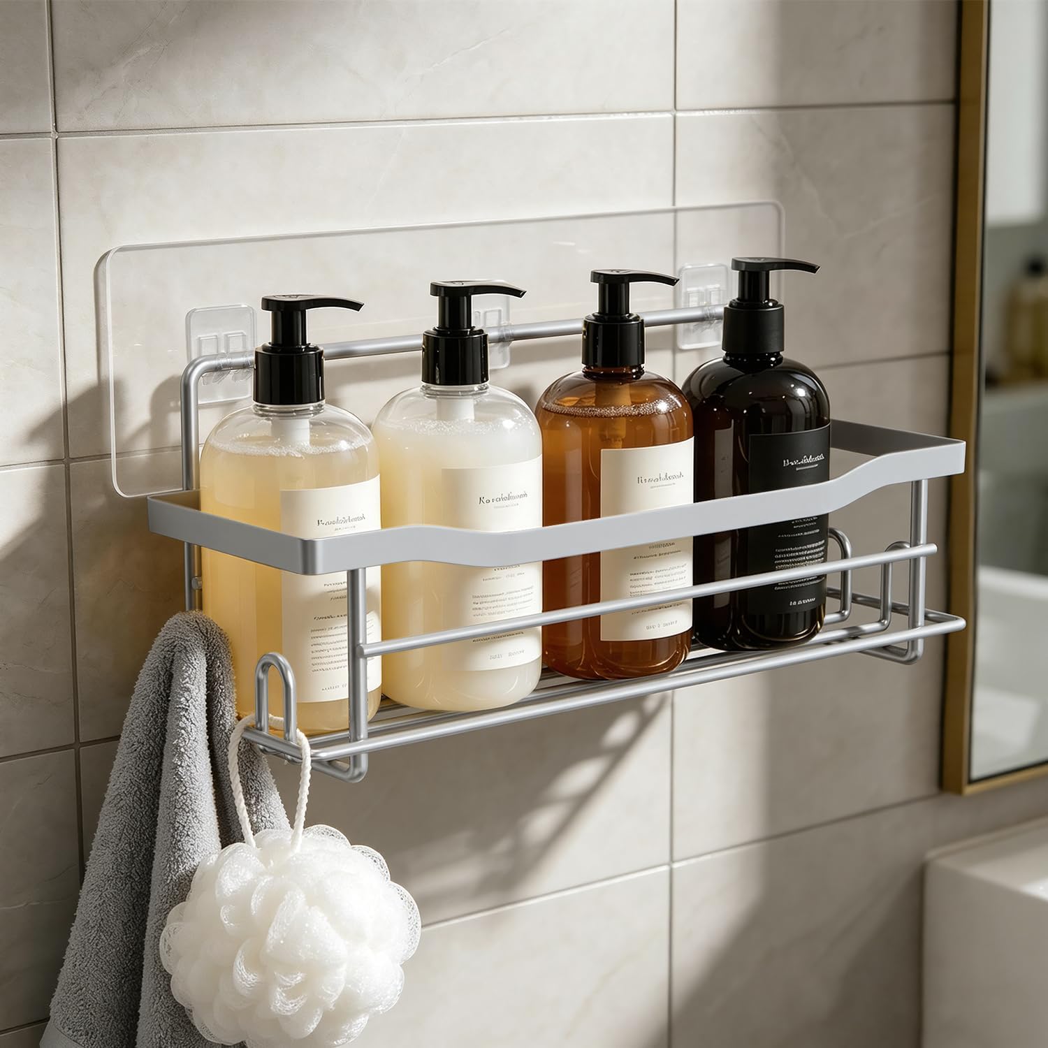 Adhesive Shower Basket in Paint Nickel - Image 3