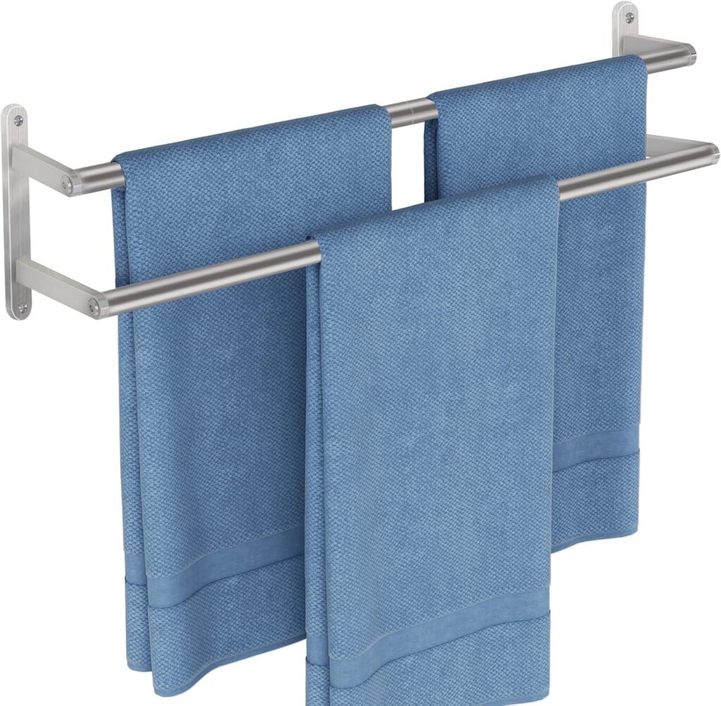 Double Stainless Steel Towel Rack, Nickel, 24 Inch